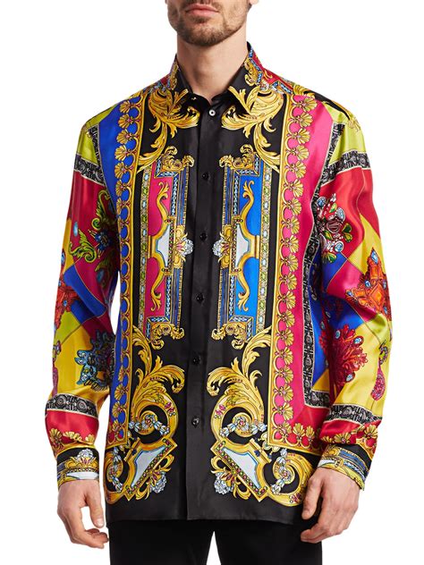 versace inspired mens dress shirts|silk Versace shirt men's.